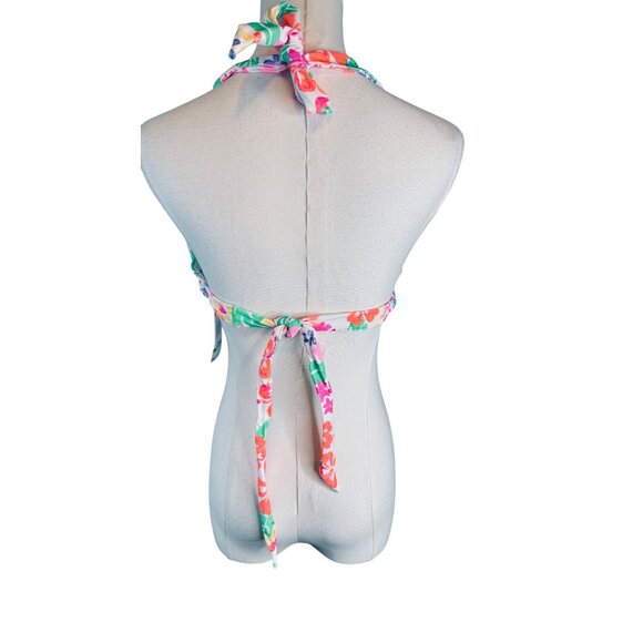 2/$30 NWT California Waves L Floral Halter Bikini Top Padded Double Tie Back - Picture 6 of 14